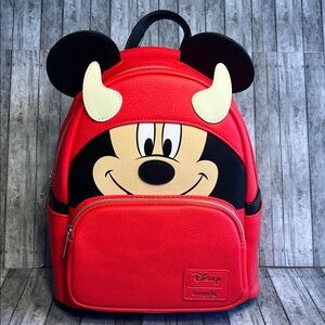 Loungefly Red and Black Mickey Mouse Devil Horns Backpack
